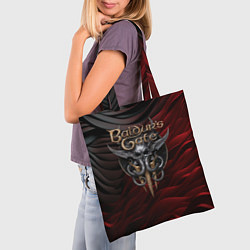 Сумка-шопер Baldurs Gate 3 logo dark red black, цвет: 3D-принт — фото 2