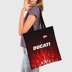 Сумка-шопер Ducati- красное пламя, цвет: 3D-принт — фото 2