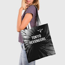 Сумка-шопер Tokyo Revengers glitch на темном фоне: символ свер, цвет: 3D-принт — фото 2