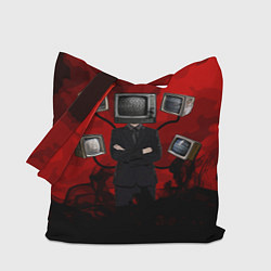 Сумка-шопер Skibidi toilet Tv Man, цвет: 3D-принт