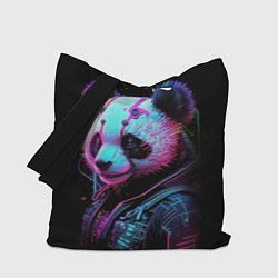 Сумка-шопер Панда в красках киберпанк, цвет: 3D-принт