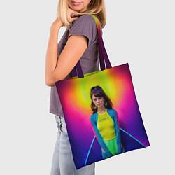 Сумка-шопер Девушка гимнастка в неоновом зале, цвет: 3D-принт — фото 2