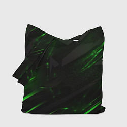 Сумка-шопер Dark black green abstract, цвет: 3D-принт