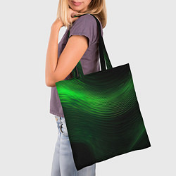 Сумка-шопер Зеленое свечение абстракция, цвет: 3D-принт — фото 2