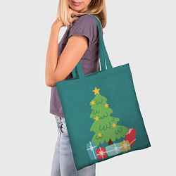 Сумка-шопер Новогодняя ёлочка - зеленый, цвет: 3D-принт — фото 2