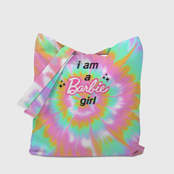 Сумка-шоппер I am a Barbie girl - кислотный тай-дай