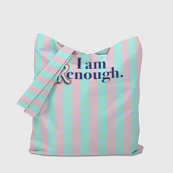 Сумка-шоппер I am Kenough - фраза и костюм Кена в полоску