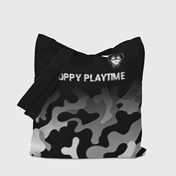 Сумка-шопер Poppy Playtime glitch на темном фоне: символ сверх, цвет: 3D-принт