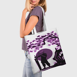 Сумка-шопер Канеки самурай под сакурой, цвет: 3D-принт — фото 2