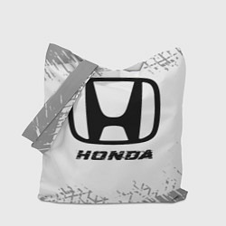 Сумка-шопер Honda speed на светлом фоне со следами шин, цвет: 3D-принт