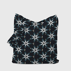 Сумка-шопер Стилизованные цветы чёрно-синий, цвет: 3D-принт
