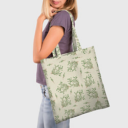 Сумка-шопер Веточки с зелеными листьями, цвет: 3D-принт — фото 2