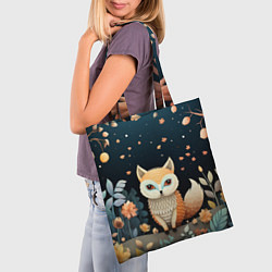 Сумка-шопер Фэнтезийная лисичка в лесу фолк-арт, цвет: 3D-принт — фото 2