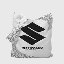 Сумка-шопер Suzuki speed на светлом фоне со следами шин, цвет: 3D-принт