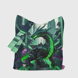 Сумка-шопер Неоновый зеленый дракон, цвет: 3D-принт