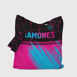 Сумка-шопер Ramones - neon gradient посередине, цвет: 3D-принт