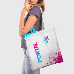 Сумка-шопер Portal neon gradient style вертикально, цвет: 3D-принт — фото 2