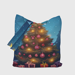 Сумка-шопер Новогодняя наряженная елка, цвет: 3D-принт