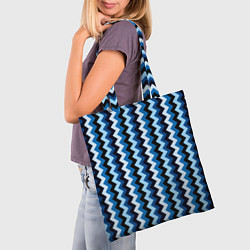Сумка-шопер Ломаные полосы синий, цвет: 3D-принт — фото 2