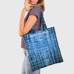 Сумка-шопер Синие неоновые полосы киберпанк, цвет: 3D-принт — фото 2