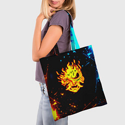 Сумка-шопер Самурай киберпанк лого, цвет: 3D-принт — фото 2