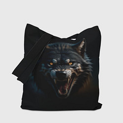 Сумка-шоппер Волк чёрный хищник