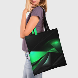 Сумка-шопер Трехмерность зеленой фигуры, цвет: 3D-принт — фото 2