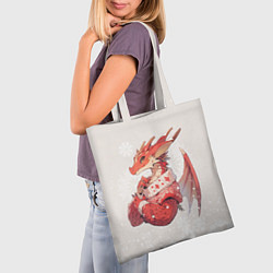 Сумка-шопер Красный дракон в свитере, цвет: 3D-принт — фото 2