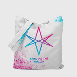 Сумка-шопер Bring Me the Horizon neon gradient style, цвет: 3D-принт