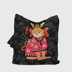 Сумка-шоппер Кот самурай в розовом кимоно