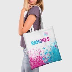 Сумка-шопер Ramones neon gradient style посередине, цвет: 3D-принт — фото 2