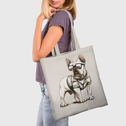 Сумка-шопер Французский бульдог в очках и рубашке, цвет: 3D-принт — фото 2