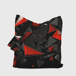 Сумка-шоппер Черные и красные треугольные частицы