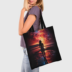 Сумка-шопер Девушка на закате - космос, цвет: 3D-принт — фото 2