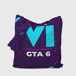 Сумка-шоппер Символ GTA 6 в неоновых цветах на темном фоне