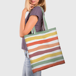Сумка-шопер Разноцветные полосы от руки, цвет: 3D-принт — фото 2