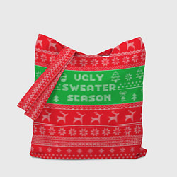 Сумка-шопер Ужасный новогодний свитер, цвет: 3D-принт