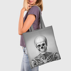 Сумка-шопер Скелет черно белый, цвет: 3D-принт — фото 2