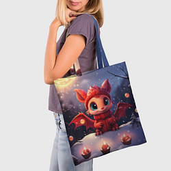 Сумка-шопер Маленький дракоша со свечками, цвет: 3D-принт — фото 2