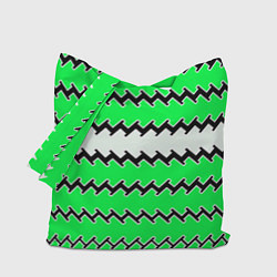 Сумка-шоппер Белые и зелёные полосы