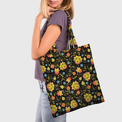 Сумка-шопер Хохломская роспись разноцветные цветы, цвет: 3D-принт — фото 2