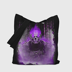 Сумка-шопер Фиолетовый скелет в дыму, цвет: 3D-принт
