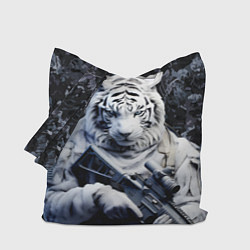 Сумка-шоппер Белый тигр солдат зима