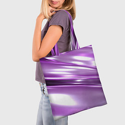 Сумка-шопер Нежные фиолетовые полосы абстракта, цвет: 3D-принт — фото 2