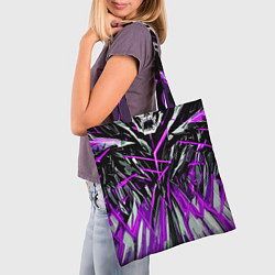 Сумка-шопер Череп и фиолетовые полосы, цвет: 3D-принт — фото 2