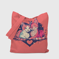 Сумка-шопер Влюбленные коты в виде сердца, цвет: 3D-принт