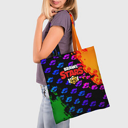 Сумка-шопер Brawl stars неон лого паттерн, цвет: 3D-принт — фото 2