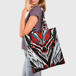 Сумка-шопер Агрессивный череп белый и красный, цвет: 3D-принт — фото 2
