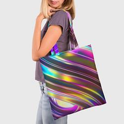 Сумка-шопер Неоновый скрученный металл разноцветный, цвет: 3D-принт — фото 2