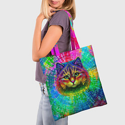 Сумка-шопер Цветной кот, цвет: 3D-принт — фото 2